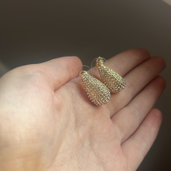 Gold Drop Cubic Zirconia Earrings - Picture 4 of 5